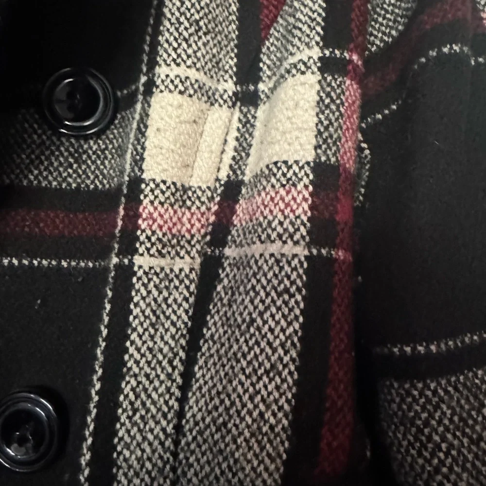 Maurices Large Plaid Double-Breasted Women's Coat - Black, White & Red - Picture 3 of 5